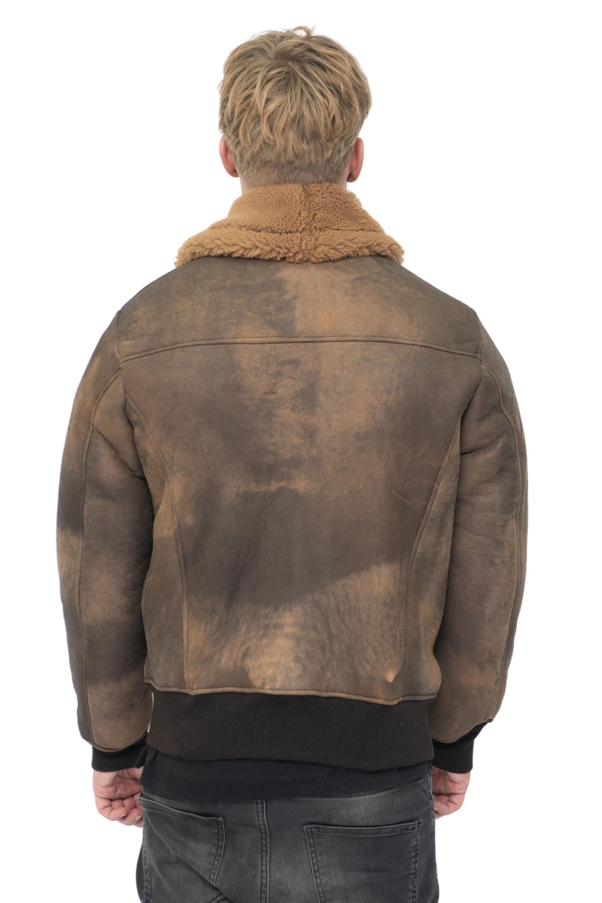 Mens Antique Sheepskin Bomber Jacket-Hounslow