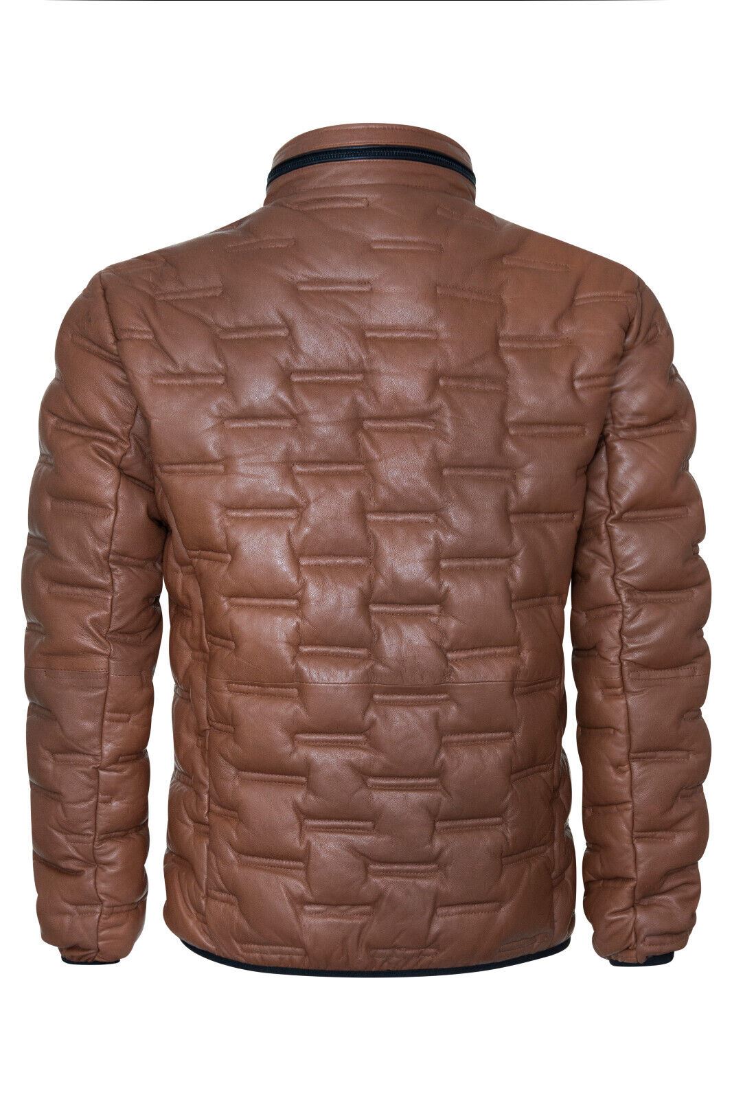 Men's Puffer Quilted Bomber Leather Jacket - Recife