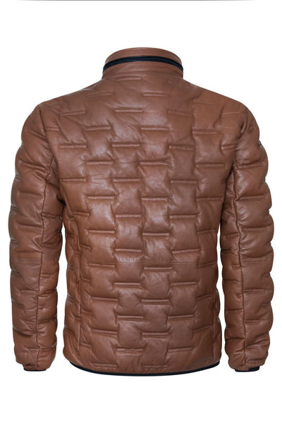 Men's Puffer Quilted Bomber Leather Jacket - Recife