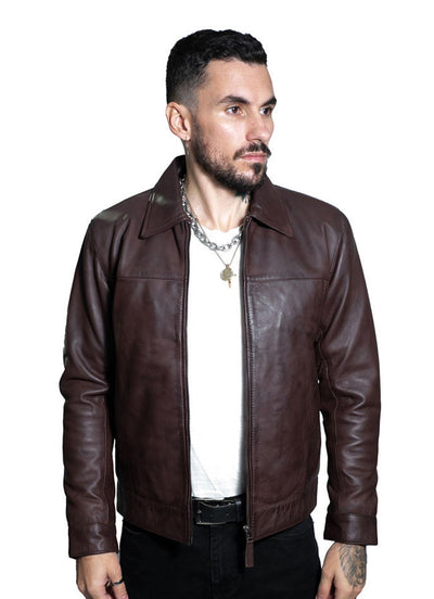 Mens Leather Harrington Jacket-Shanghai