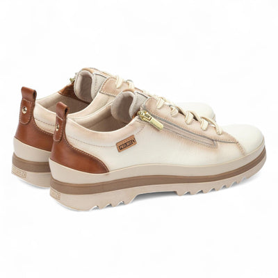 Pikolinos Women’s Nata White Leather Laces & Zipper Trainers - Vigo