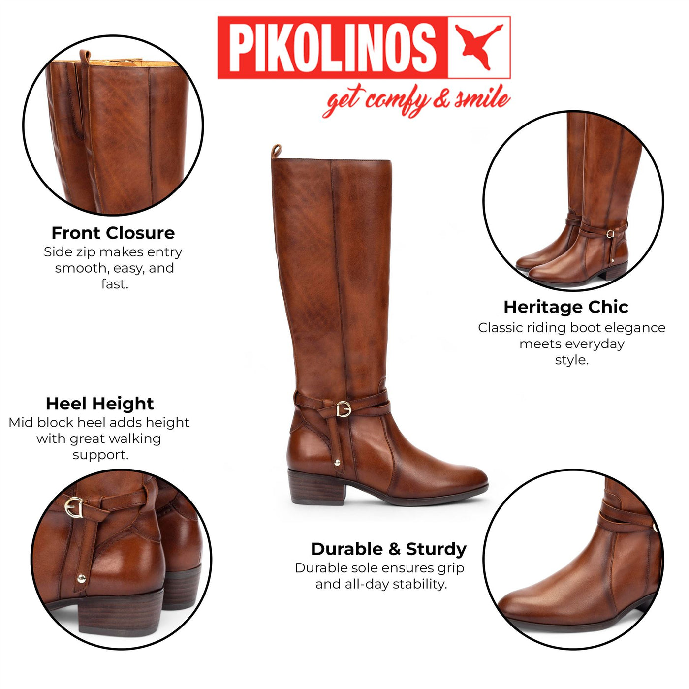 Pikolinos Women's Knee High Tall Cuero Brown Leather Boots - Daroca