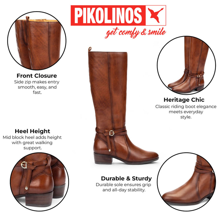 Infinity Femmes Cuero Brun Cuir Zippé Talon Bottines - Malaga