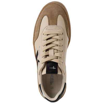 Tamaris Womens Beige Suede Leather Fashion Lace Up Sneakers
