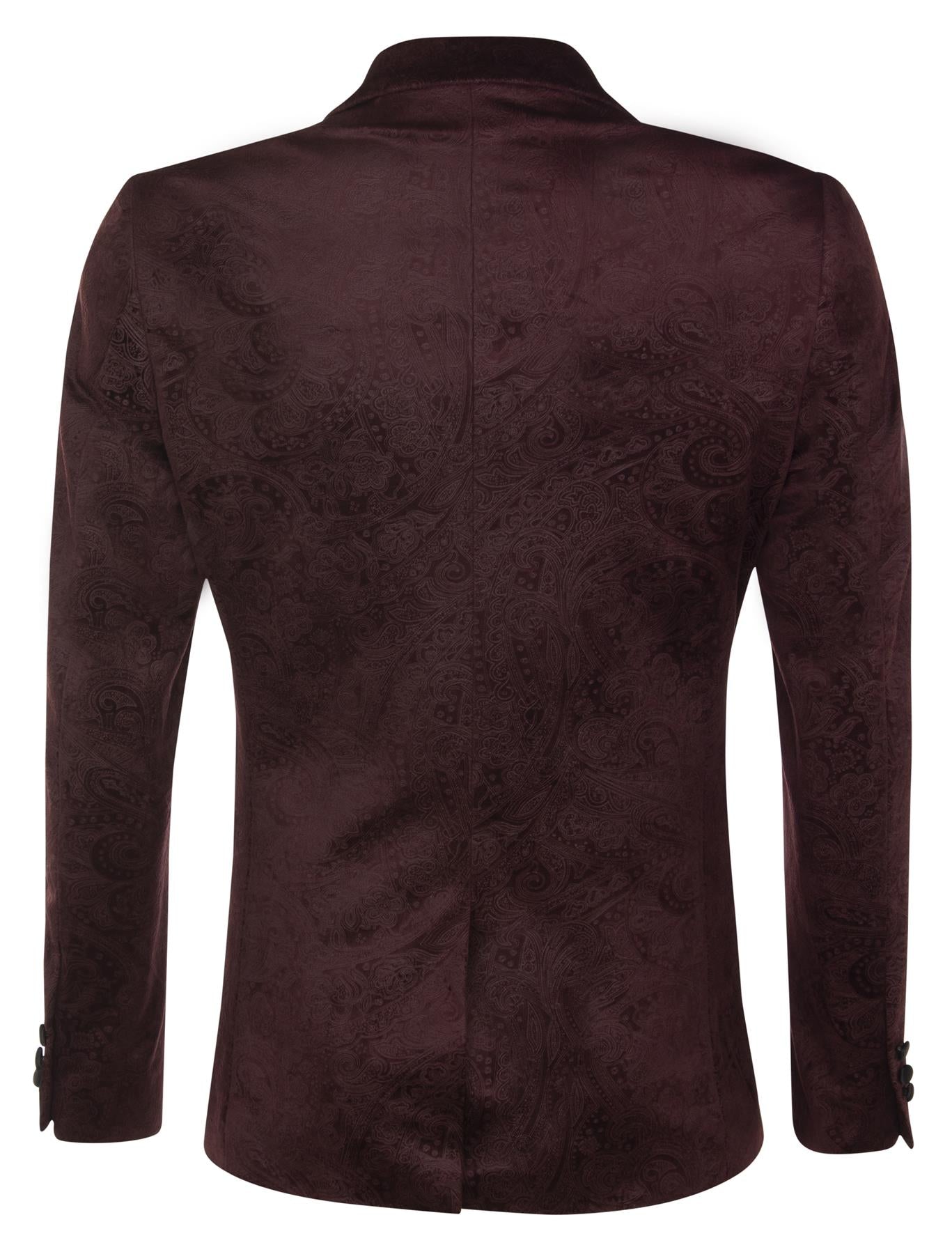 Mens Wine Velvet Paisley Blazer Dinner Jacket