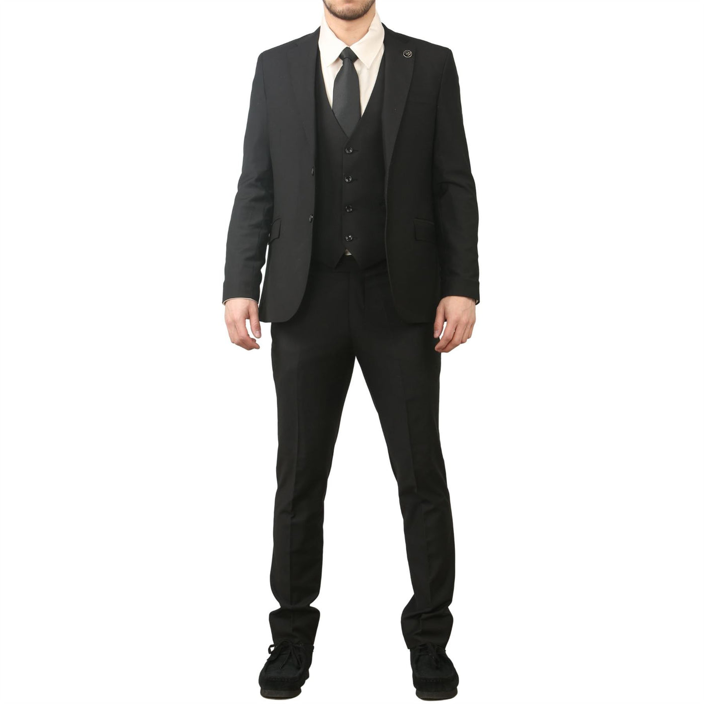Men's Black 3 Piece Formal Classic Prom Suit Workwear