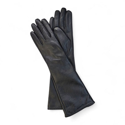 Womens Long Italian Leather Winter Soft Wool Lining Gloves