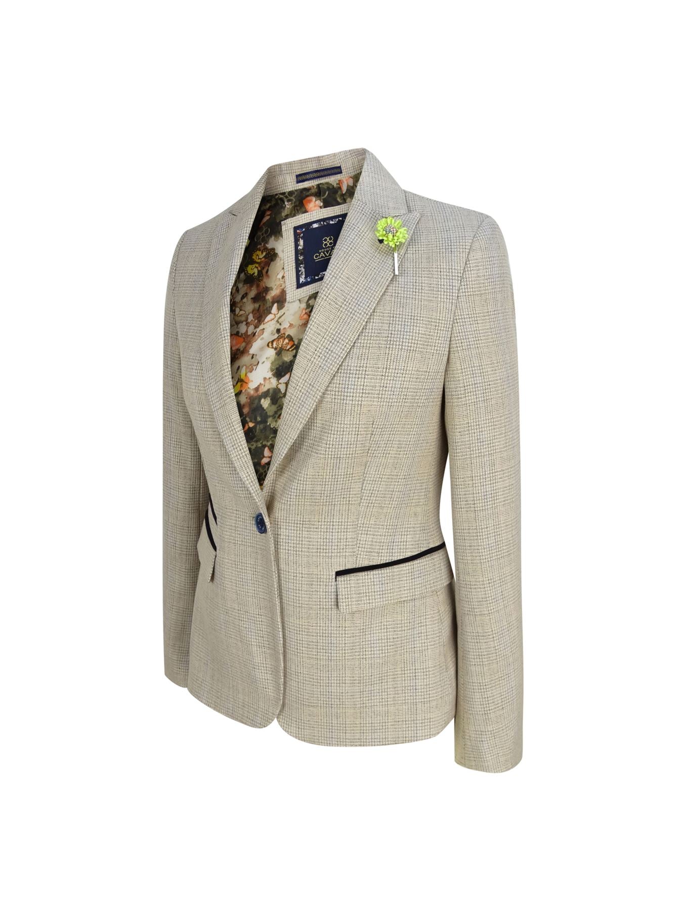 Women's Tweed Herringbone Cream Jacket Peaky Blinders