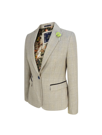 Women's Tweed Herringbone Cream Jacket Peaky Blinders