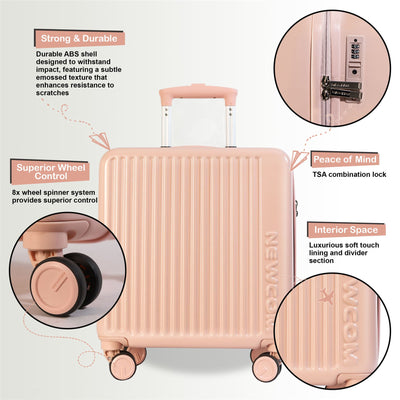 Hard Shell Cabin 44 x 22 x 38 cm TSA Secure Luggage Suitcase Suitable for Easyjet, Ryanair