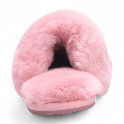 Women's Sheepskin Slippers Pink Warm Winter Fur Mule - Aurora