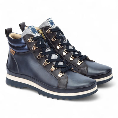 Pikolinos Women’s Blue Leather Ankle Trainers Boots - Vigo