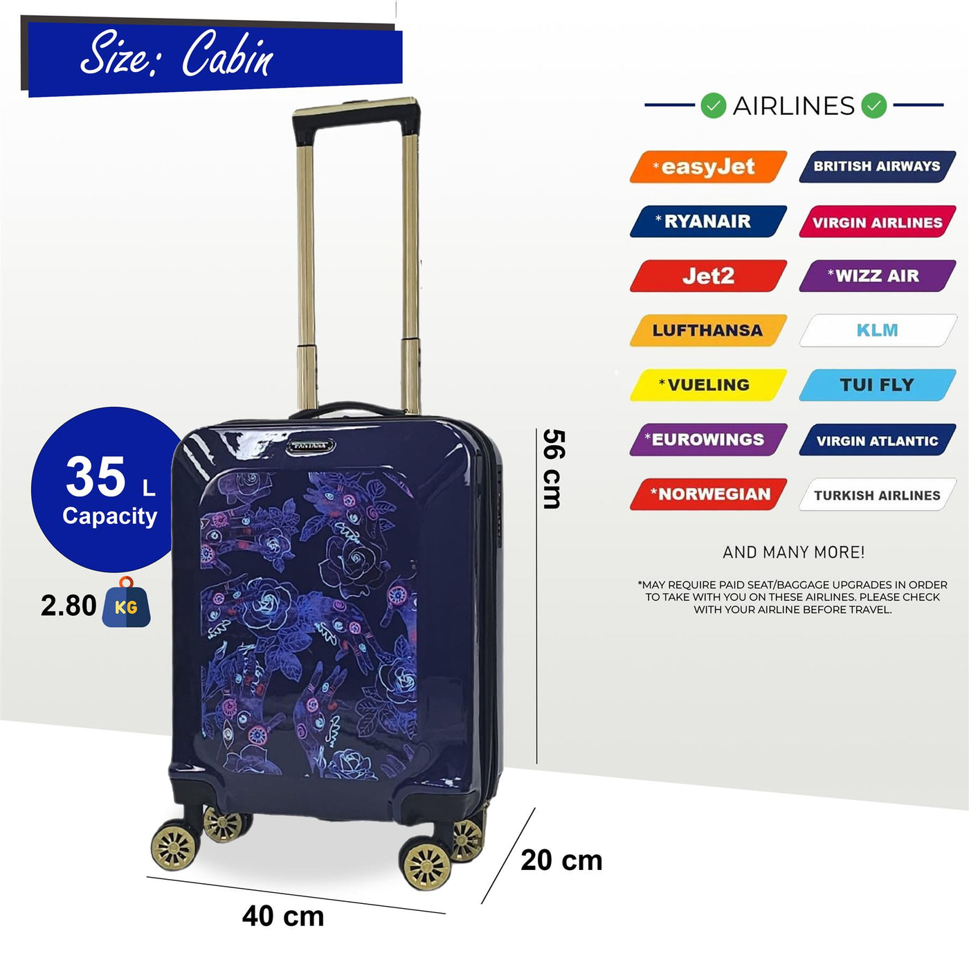 Hard Shell Flower Print Suitcase Luggage Set