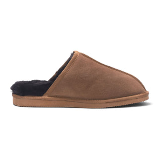 Men's Genuine Sheepskin Tobacco Brown Suede Mule Winter Warm Non-Slip - Highland