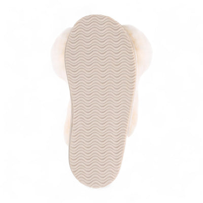 Women's Sheepskin Slippers Beige Warm Winter Fur Crossover - Snowbelle