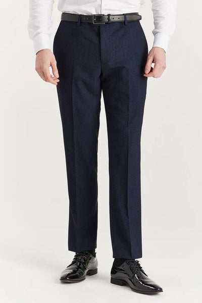 Men's Navy Suit Trouser Prince Of Wales Formal Trouser