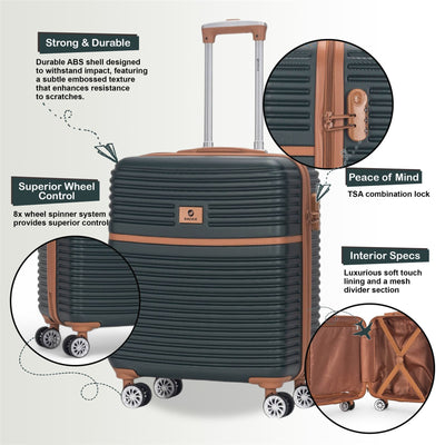 Strong ABS Hardshell Cabin Suitcase 56 x 45 x 25 cm Luggage Suitable for British Airways