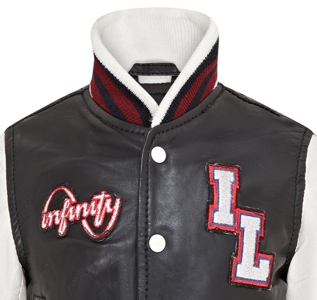 Kids Letterman Leather Varsity College Bomber Jacket 3-13 yrs