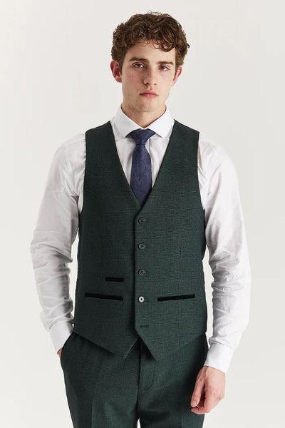 Men's Green Suit Waistcoat Prince Of Wales Formal Waistcoat