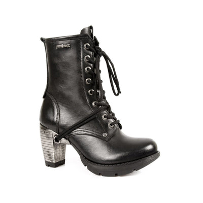 New Rock Ladies Black Leather Gothic Trail Boots- TR001-S1