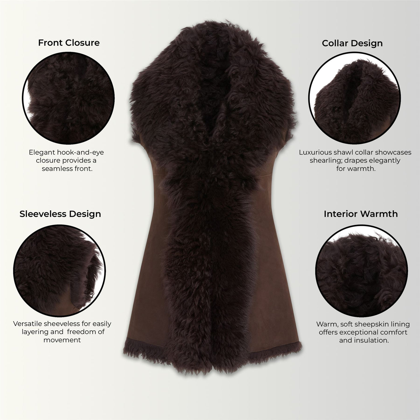 Women's Toscana Shearling Nappa Leather Sheepskin Gilet - Parkes