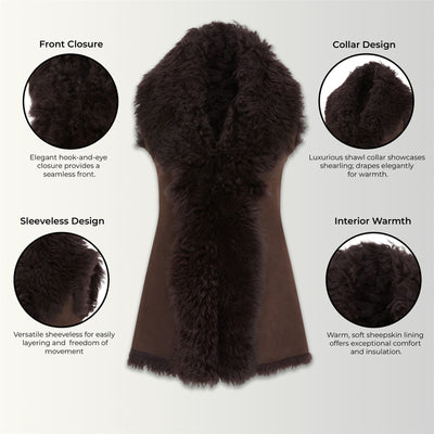 Women's Toscana Shearling Nappa Leather Sheepskin Gilet - Parkes