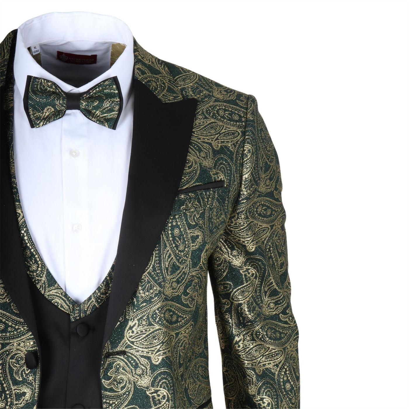 Men's 4 Piece Green Paisley Wedding Suit Tailor Fit