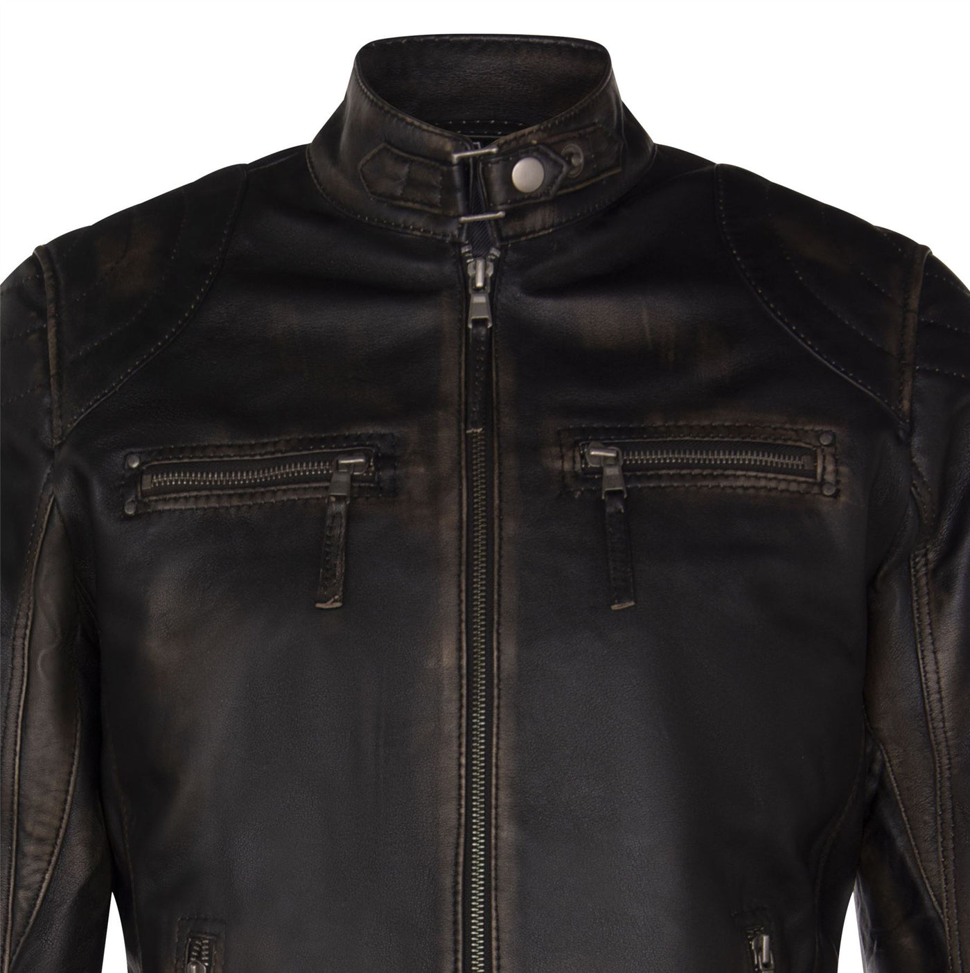 Mens Moto Leather Biker Jacket-Taiwan