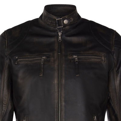 Mens Moto Leather Biker Jacket-Taiwan