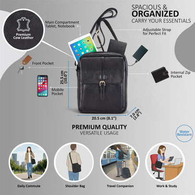 Genuine Leather Vintage Crossbody Messenger Travel Bag - Ashby