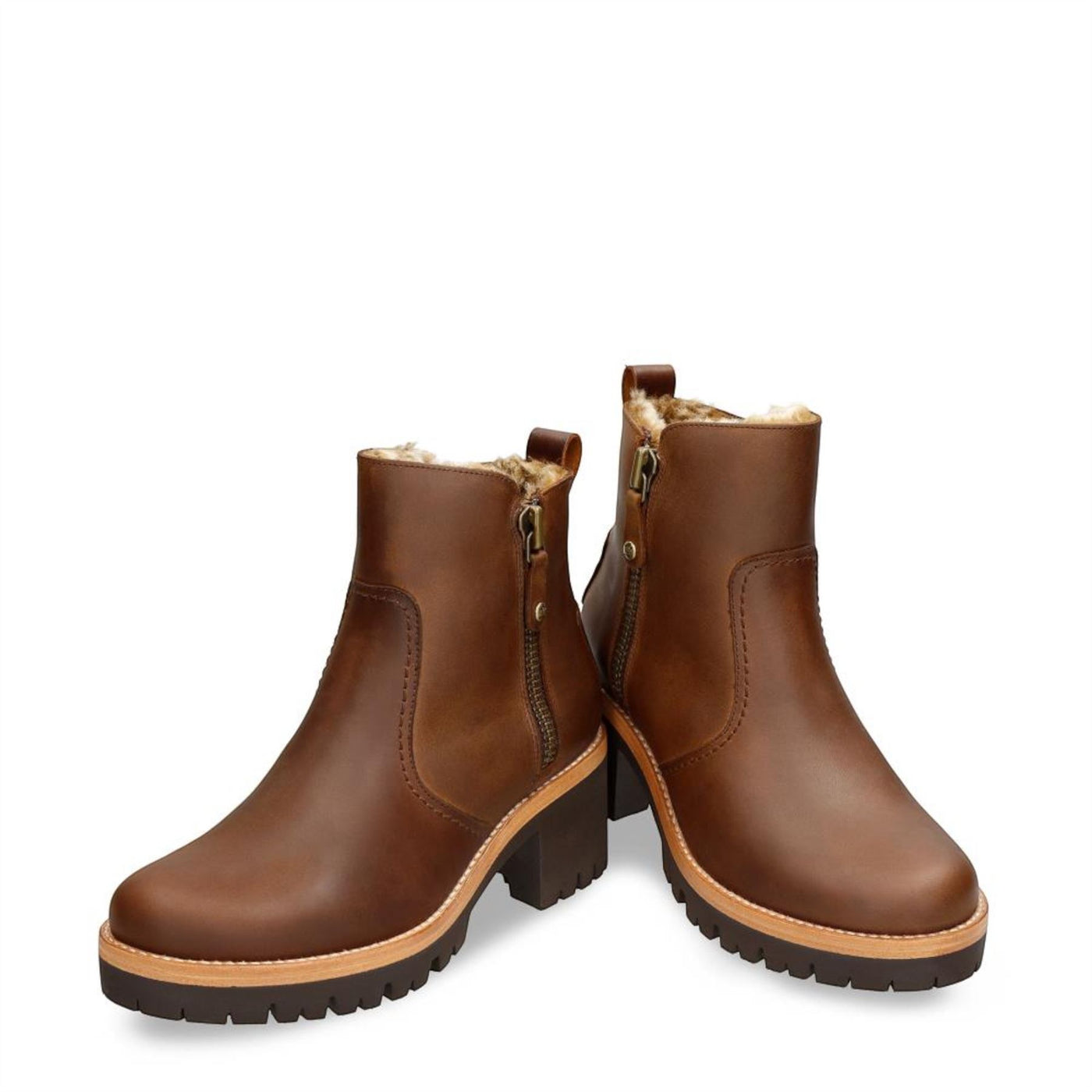 Panama Jack Women's Pauline B9 Bark Waterproof Leather Heeled Ankle Boots
