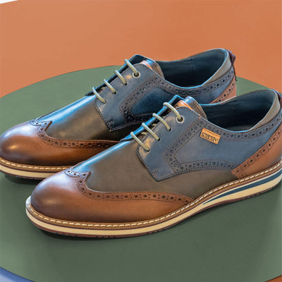Pikolinos Men’s Brandy Brown Leather Brogue Lace-Up Oxford Shoes - Avila