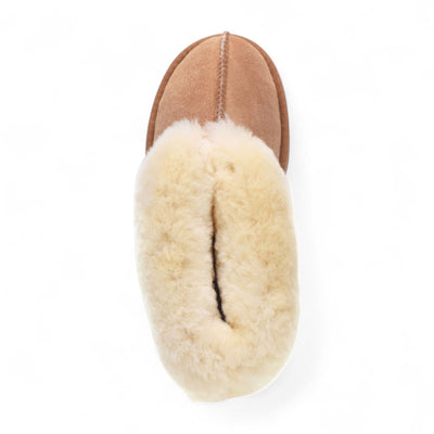 Women's Sheepskin Suede Ankle Tan Slip-On Bootie Winter - Glacier