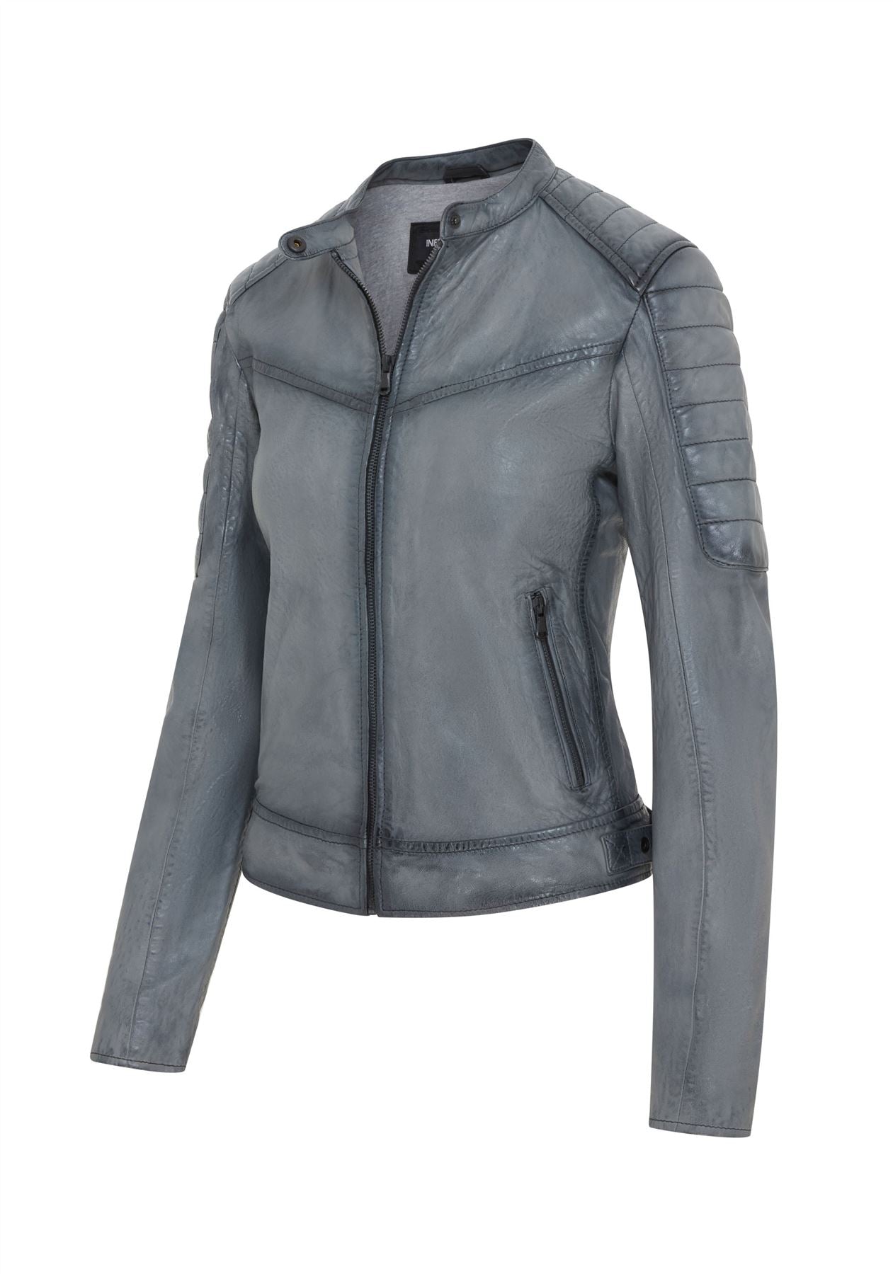 Womens Retro Quilted Leather Biker Jacket - Horten