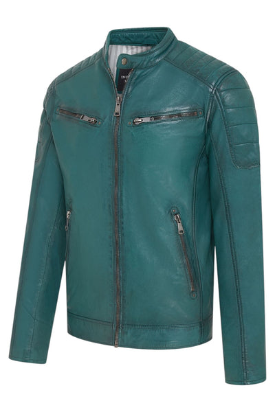 Men's Modern Classic Leather Quilted Biker Jacket - Derry