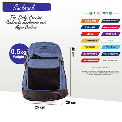 Backpack Rucksack 40x 20 x25cm Underseat Travel Cabin Bag for Ryanair, Easy Jet