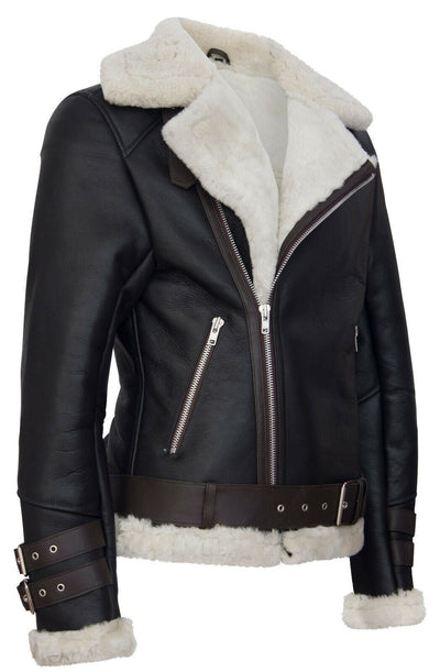 Mens Sheepskin Leather Biker Jacket-Edmonton