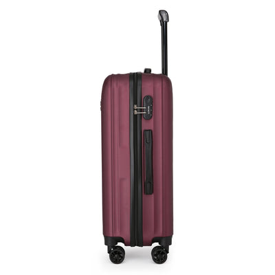 ABS Hard Shell Burgundy Suitcase Luggage Set Travel Carry on Cabin Bag