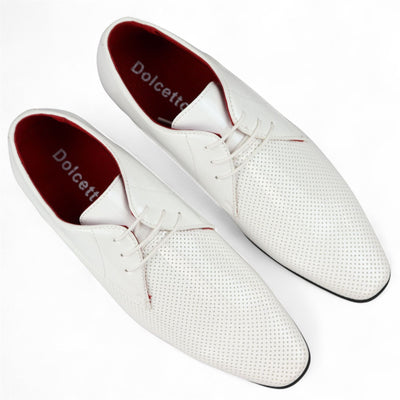 Men’s Pointed Toe Formal Lace Up Perforated Shoes