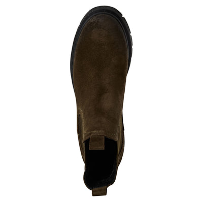 Tamaris Womens Olive Green Suede Leather Classic Chelsea Ankle Boots