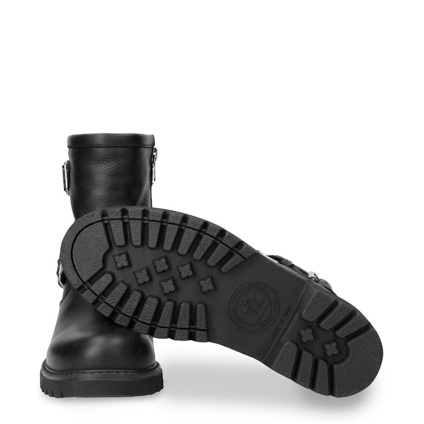 Panama Jack Women's Felina B9 Black Waterproof Leather Buckle Ankle Boots