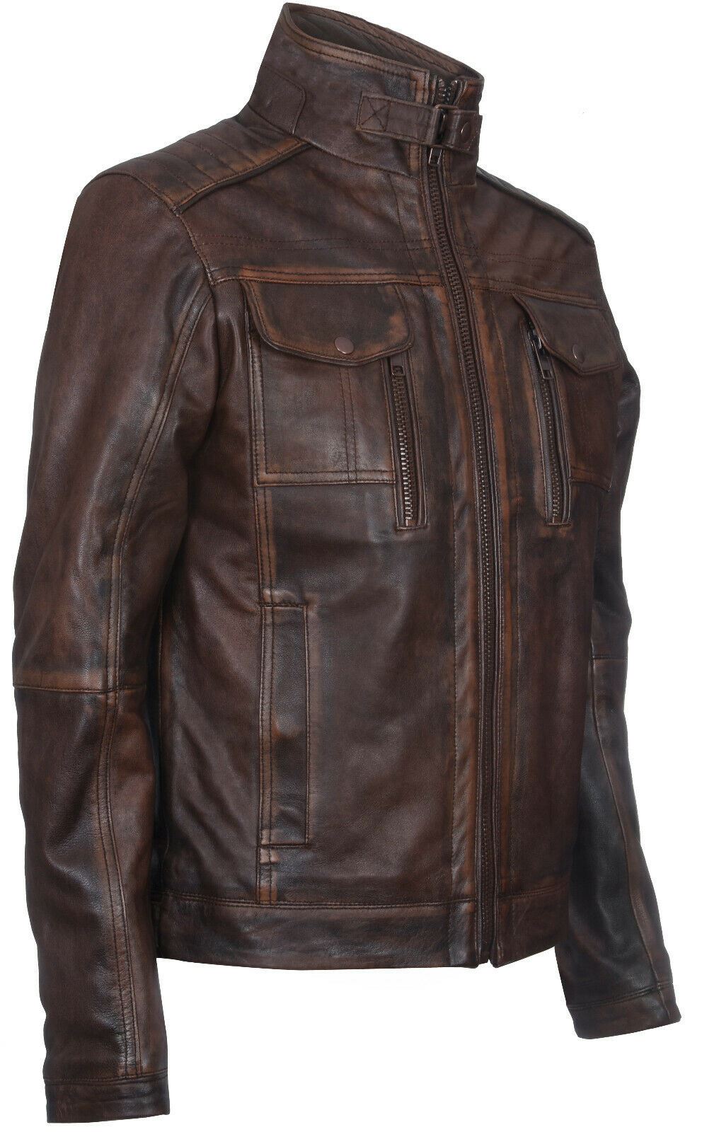 Men's Vintage Leather Biker Jacket-Cape Town