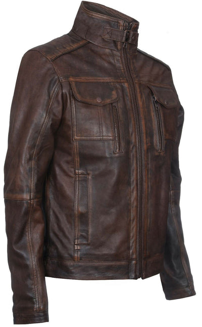 Men's Vintage Leather Biker Jacket-Cape Town