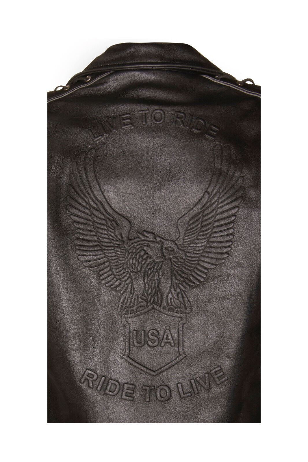 Mens Embossed Brando Leather Biker Jacket-Chicago