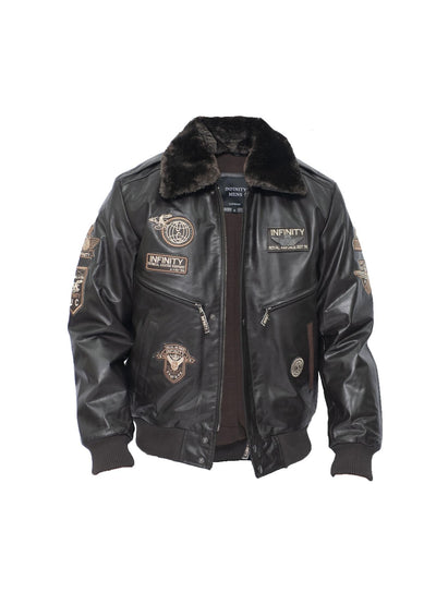 Mens Leather US Air Force Bomber Jacket-Wellington