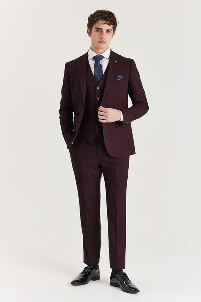 Men's Wine Suit Trouser Prince Of Wales Formal Trouser