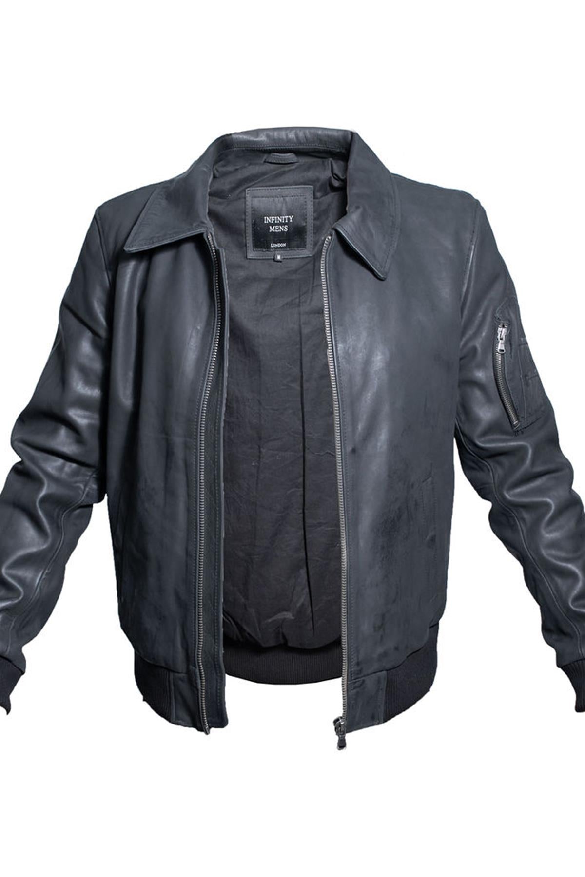 Mens A2 Cowhide Leather Bomber Jacket-Oslo