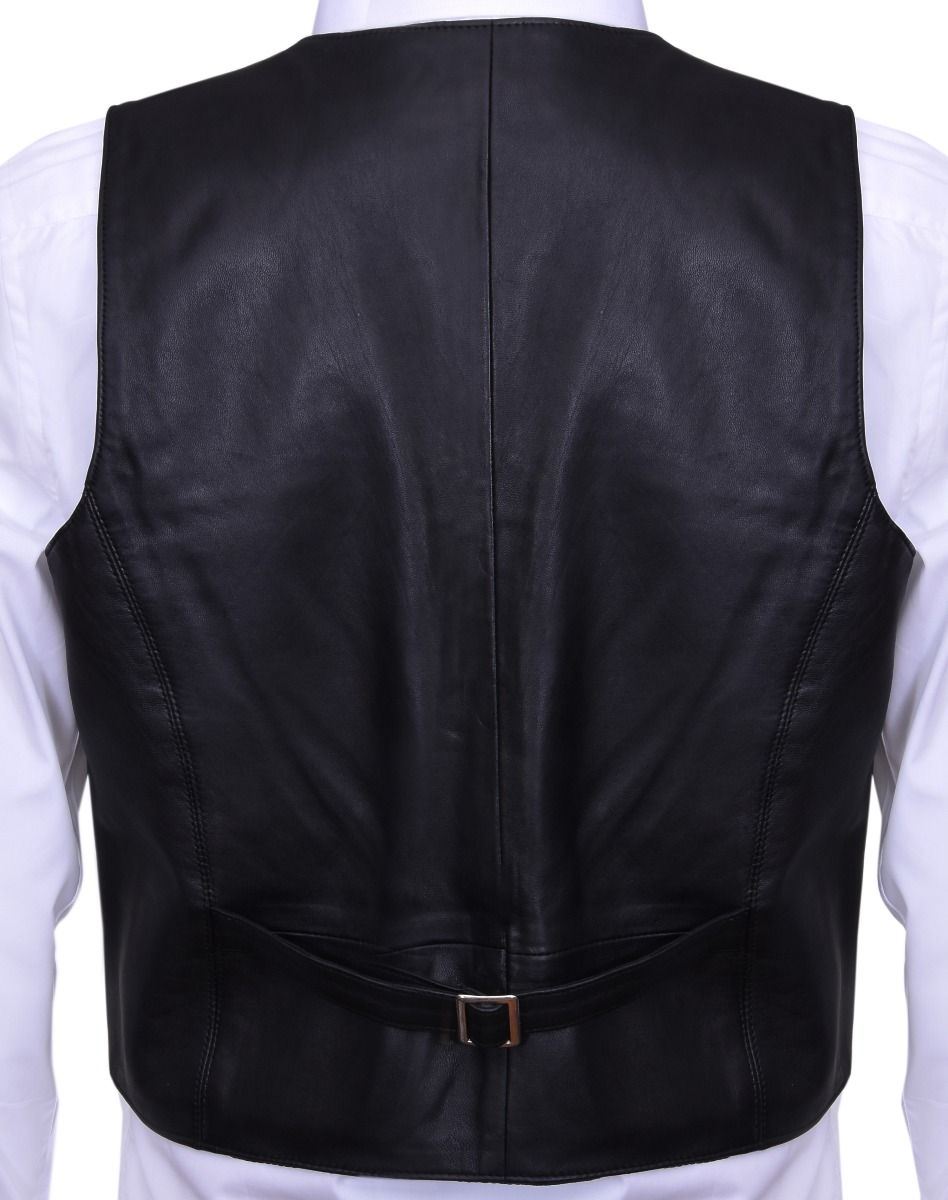 Mens Leather Waistcoat Formal Traditional Gilet Vest