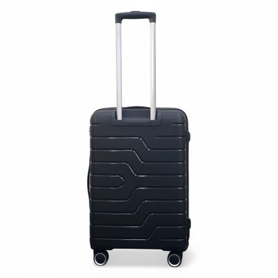 Hard Shell Black PP Dual 4 Wheels Luggage Travel Cabin Holiday Suitcase Set