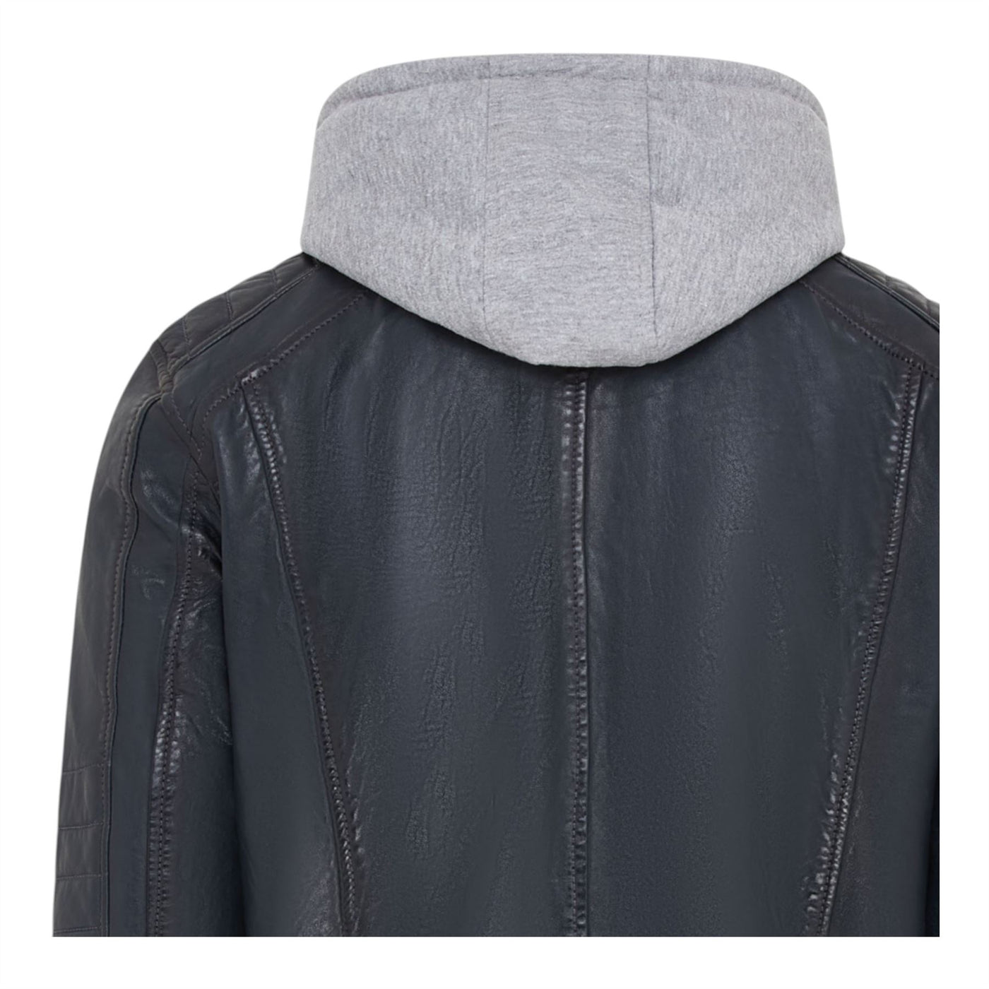 Men's Hooded Biker Lamb Leather Jacket - Burten